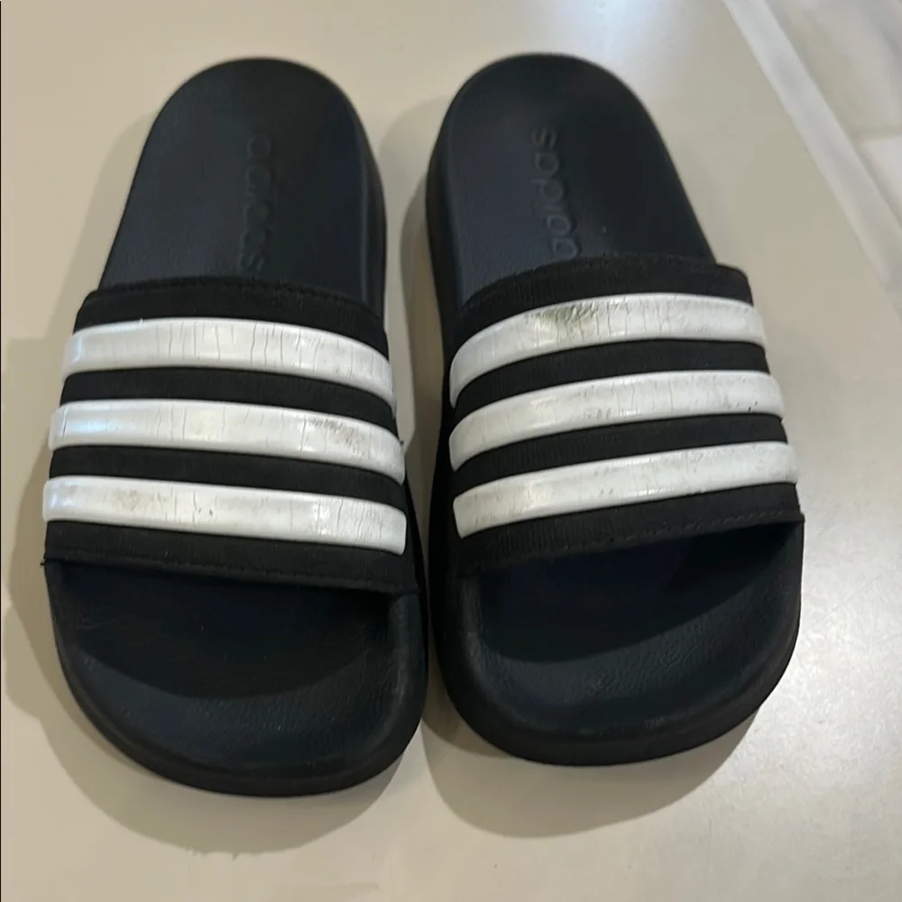 adidas Adilette Slides Kids Black and White Sandals Flip Flops unisex
